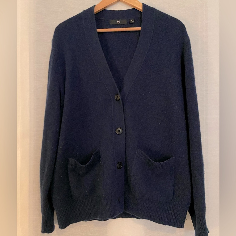 Dark blue/teal +J Cashmere Cardigan by Jol Sander for Uniqlo M